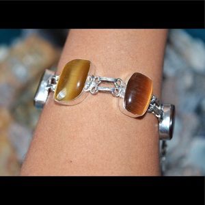 Cats Eye Glass Statement Bracelet 6 1/2- 7 1/2